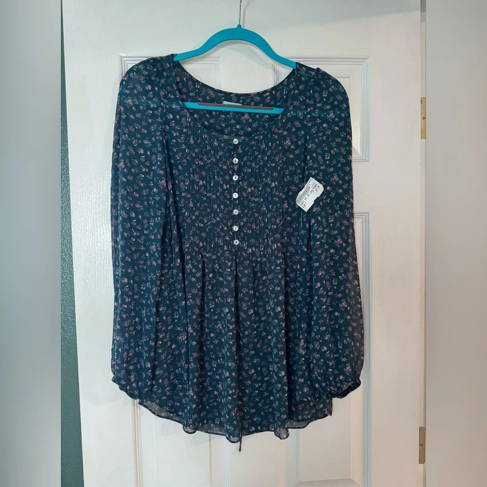 Floral Button-Up Blouse - Kimchi Blue - Picture 1 of 6